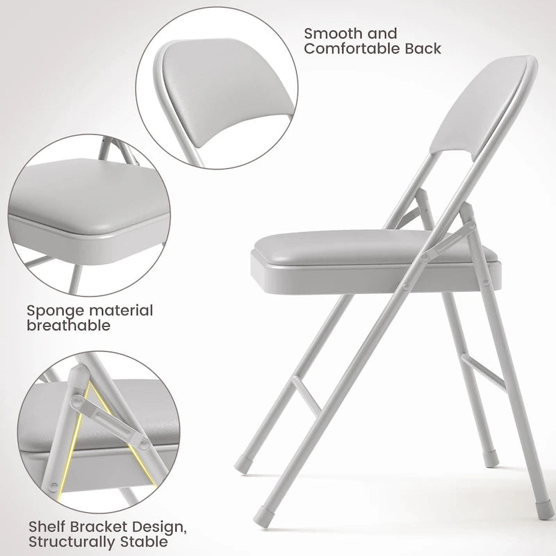Lot de 4 chaises pliantes avec coussin et dossier rembourrés, supportent jusqu'à 158 kg