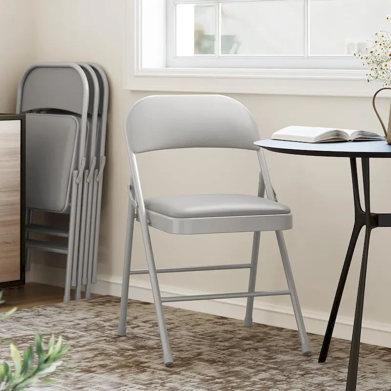 Lot de 4 chaises pliantes avec coussin et dossier rembourrés, supportent jusqu'à 158 kg