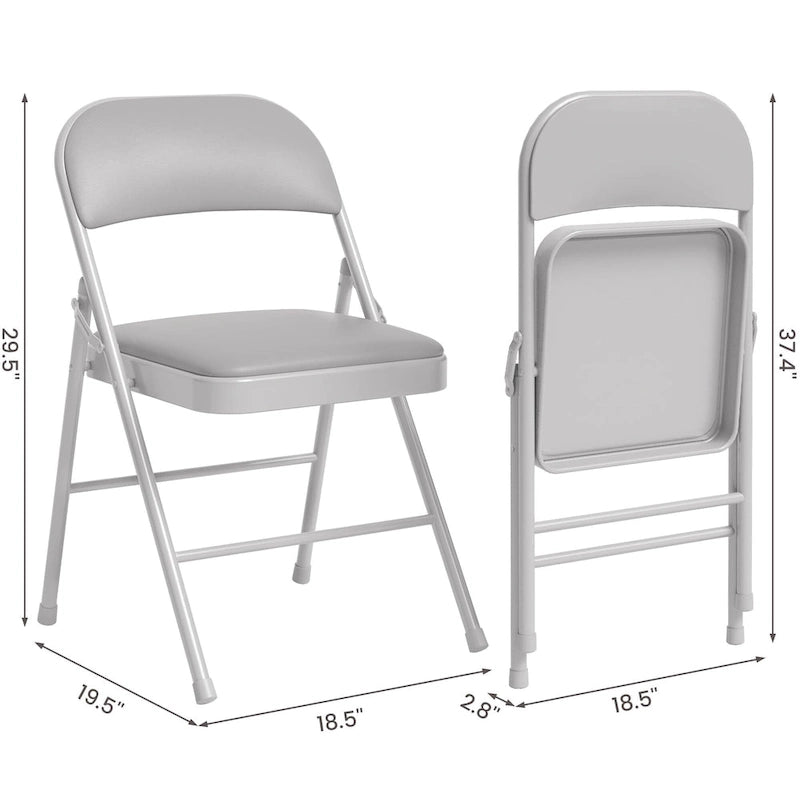 Lot de 4 chaises pliantes avec coussin et dossier rembourrés, supportent jusqu'à 158 kg