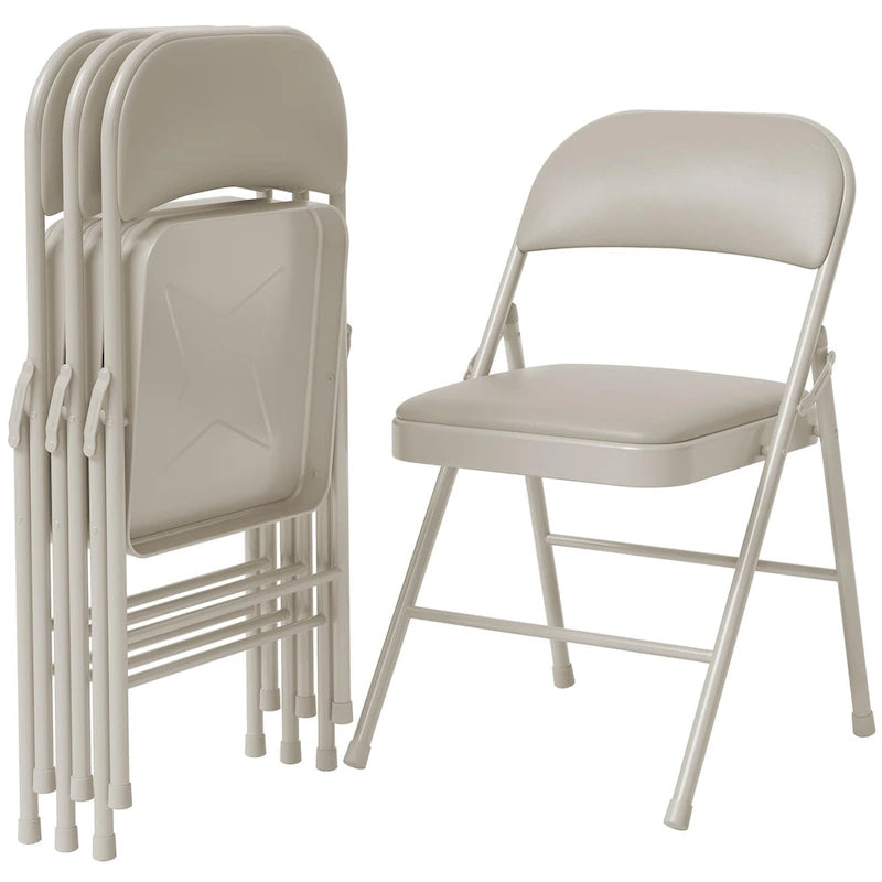 Lot de 4 chaises pliantes avec coussin et dossier rembourrés, supportent jusqu'à 158 kg