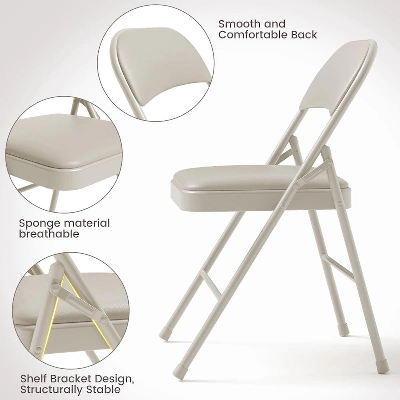 Lot de 4 chaises pliantes avec coussin et dossier rembourrés, supportent jusqu'à 158 kg