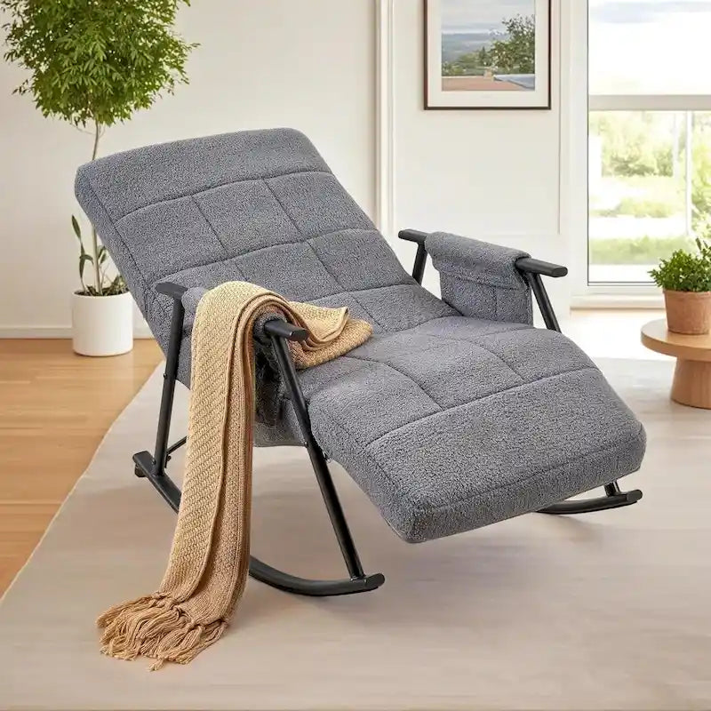 Fauteuil à bascule réglable, fauteuil à bascule de chambre de bébé avec dossier haut et repose-pieds réglables