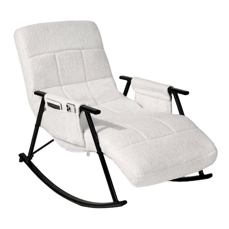 Fauteuil à bascule réglable, fauteuil à bascule de chambre de bébé avec dossier haut et repose-pieds réglables