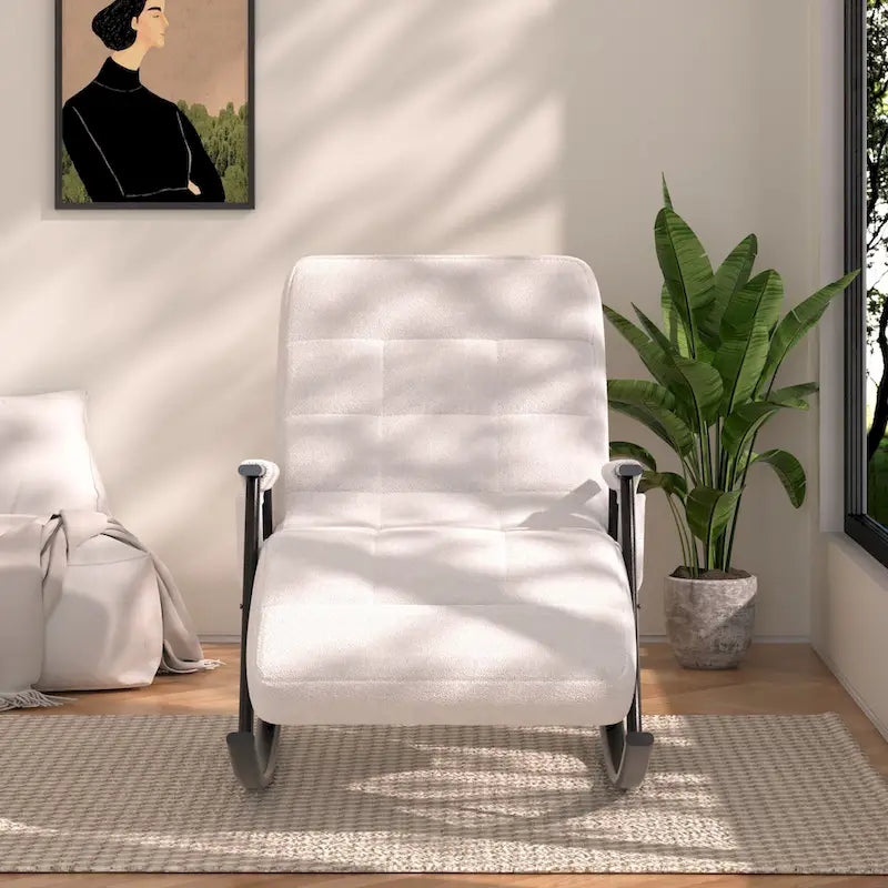 Fauteuil à bascule réglable, fauteuil à bascule de chambre de bébé avec dossier haut et repose-pieds réglables