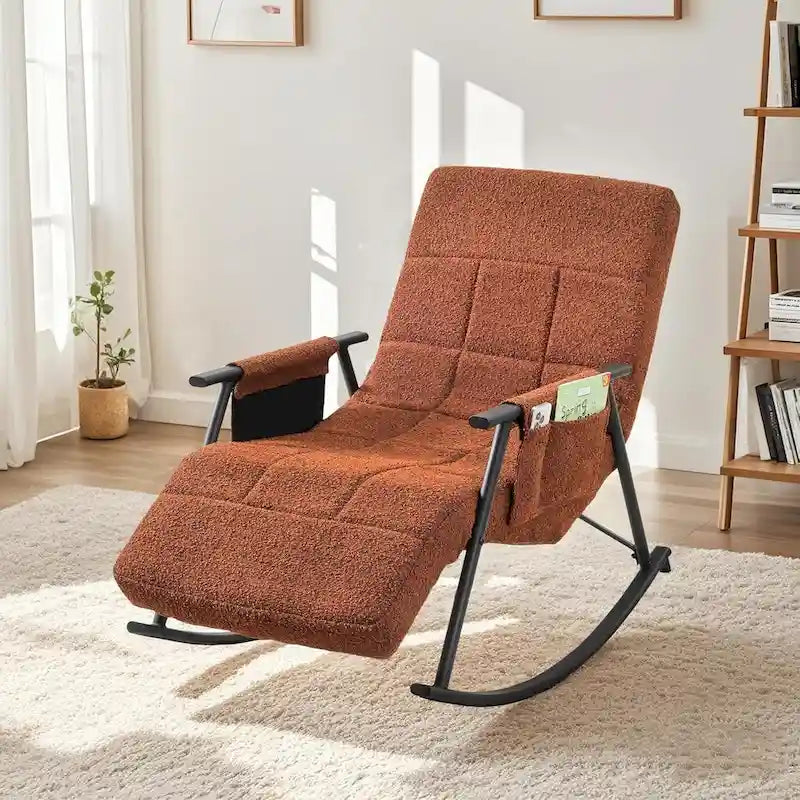 Fauteuil à bascule réglable, fauteuil à bascule de chambre de bébé avec dossier haut et repose-pieds réglables