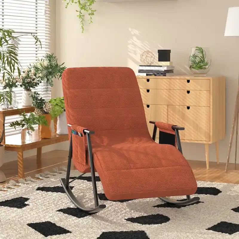Fauteuil à bascule réglable, fauteuil à bascule de chambre de bébé avec dossier haut et repose-pieds réglables