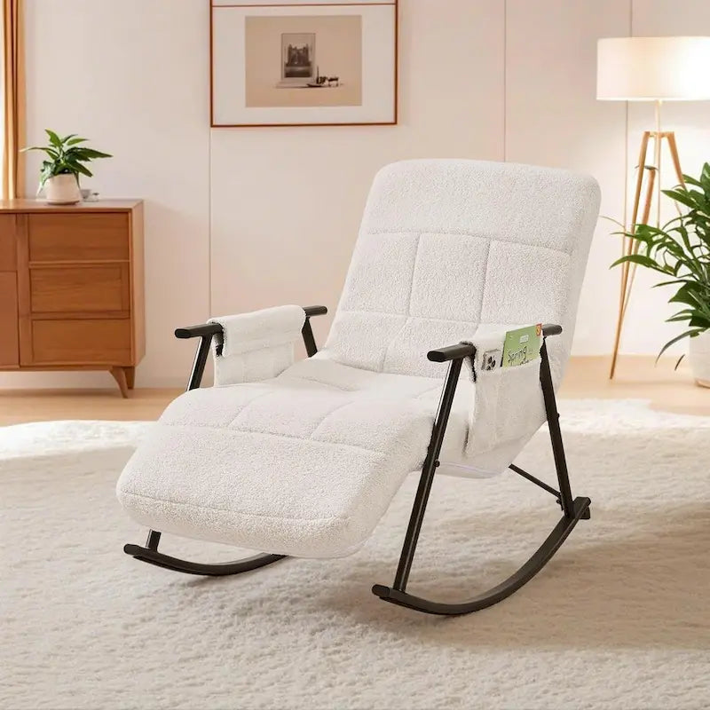 Fauteuil à bascule réglable, fauteuil à bascule de chambre de bébé avec dossier haut et repose-pieds réglables