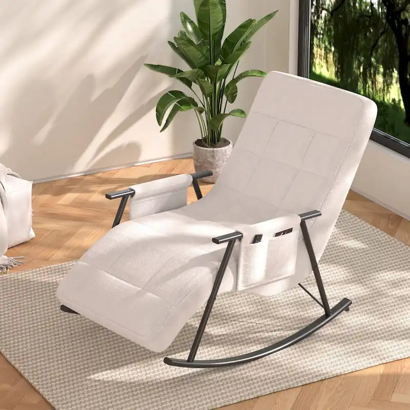 Fauteuil à bascule réglable, fauteuil à bascule de chambre de bébé avec dossier haut et repose-pieds réglables