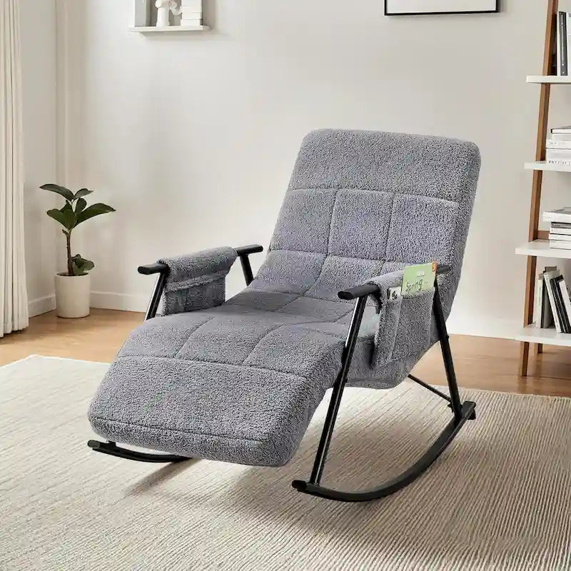Fauteuil à bascule réglable, fauteuil à bascule de chambre de bébé avec dossier haut et repose-pieds réglables