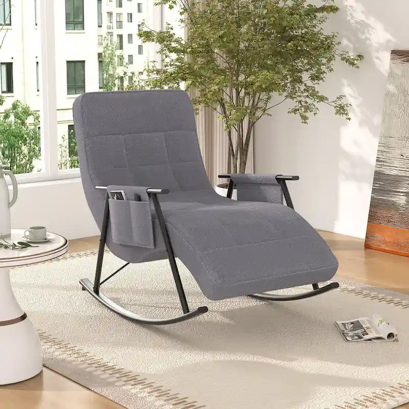 Fauteuil à bascule réglable, fauteuil à bascule de chambre de bébé avec dossier haut et repose-pieds réglables