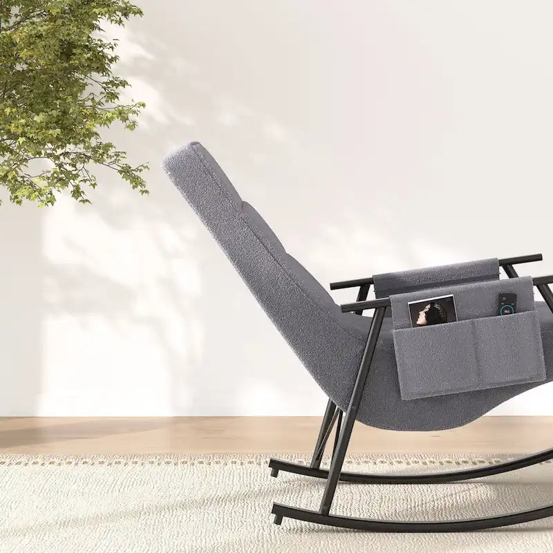 Fauteuil à bascule réglable, fauteuil à bascule de chambre de bébé avec dossier haut et repose-pieds réglables