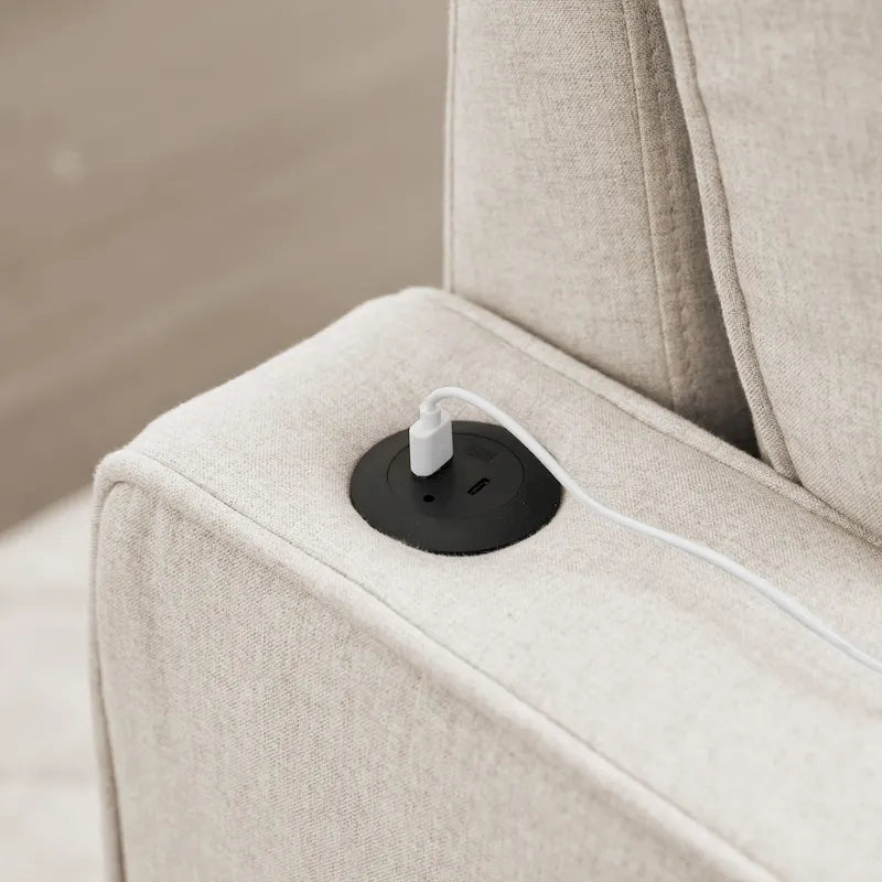 Canapé-lit en lin avec lit gigogne, espace de rangement supplémentaire, support de téléphone et chargeur USB