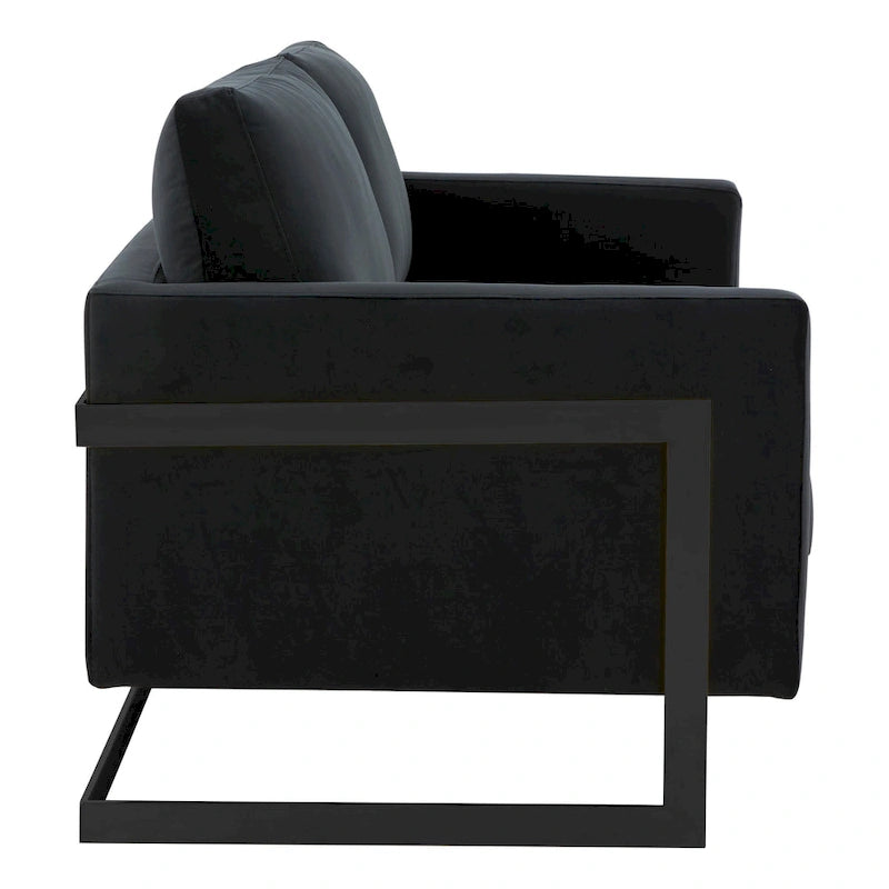 Canapé causeuse rembourré en tissu velours avec coussins amovibles et cadre en acier inoxydable