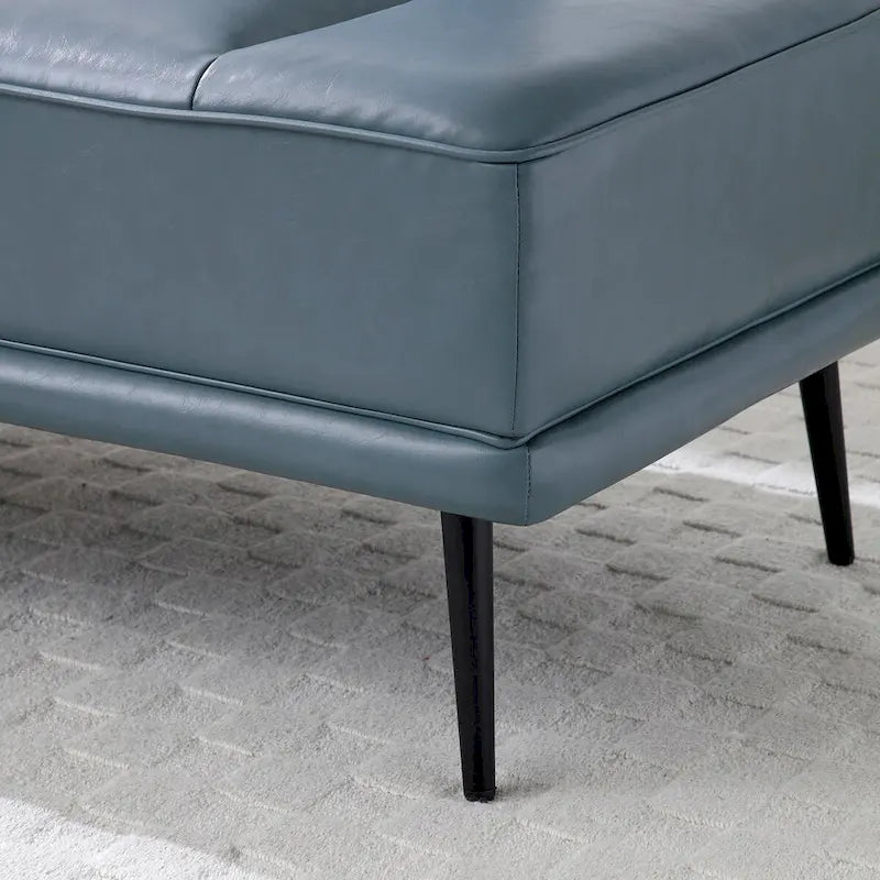 Banc de bout de lit de 56,3 po de large, rembourré en similicuir avec table d'appoint, plateau pivotant à 360 degrés, pouf d'entrée, pieds en métal