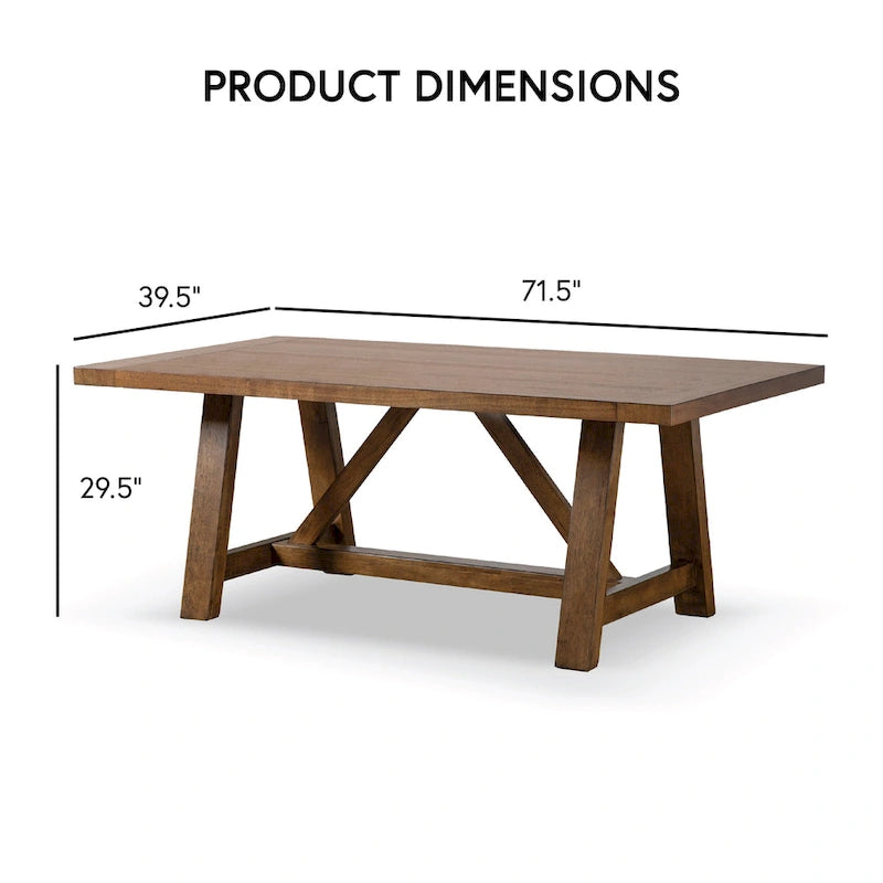 Table de salle à manger en bois massif marron rustique Drystan de 72 pouces Furniture of America