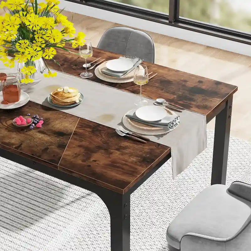 Table à manger rectangulaire moderne de 79 pouces pour 6 à 8 personnes - 78,74 L x 39,37 l x 30,31 H