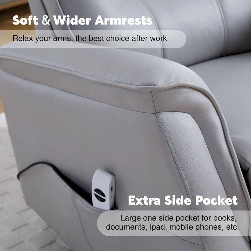HOMYKA Fauteuil Inclinable Pivotant en Similicuir avec Port USB