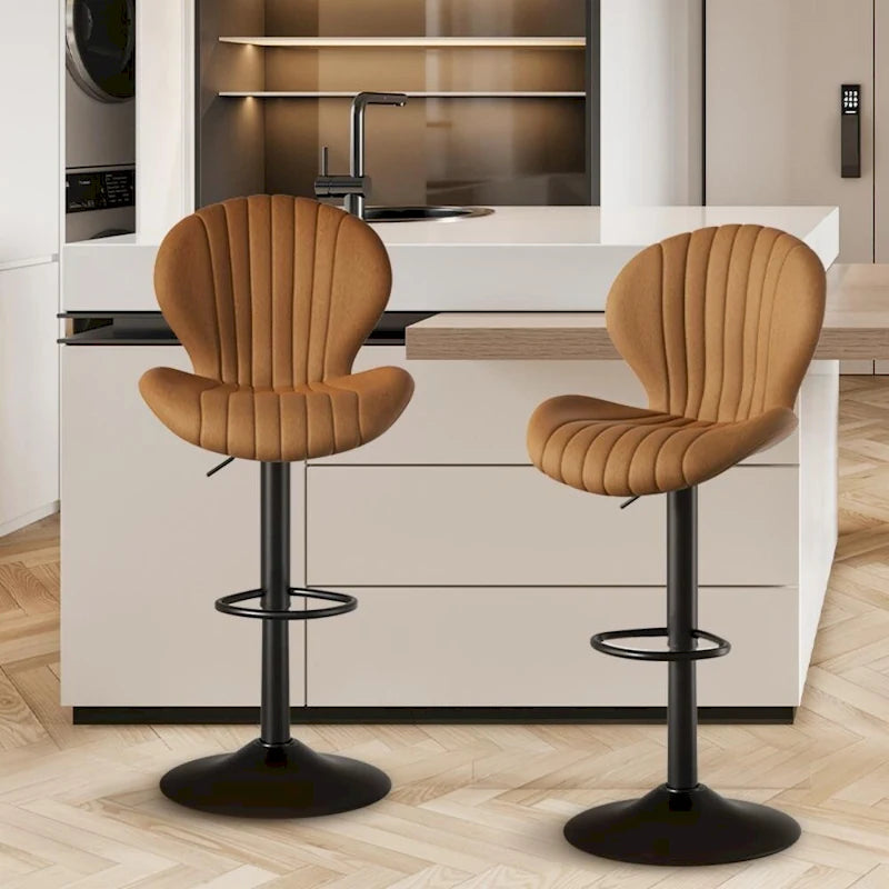 Lot de 2 tabourets de bar modernes en tissu avec cadre en fer