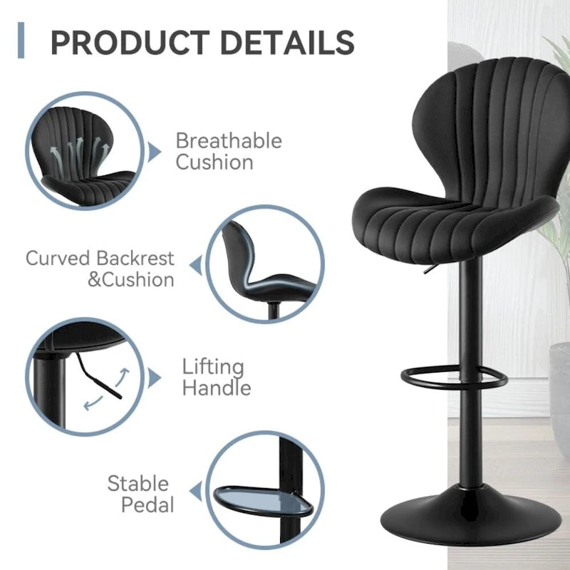 Lot de 2 tabourets de bar modernes en tissu avec cadre en fer