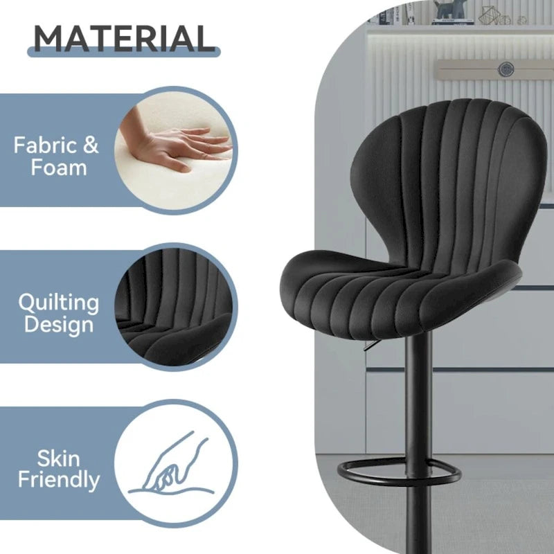 Lot de 2 tabourets de bar modernes en tissu avec cadre en fer