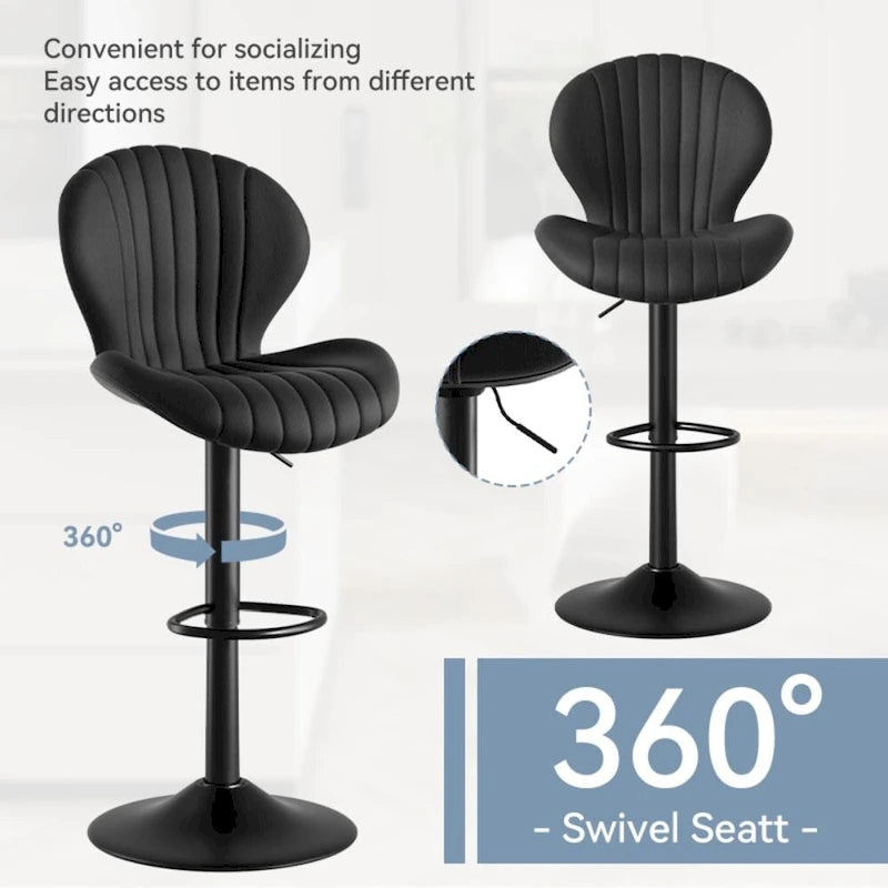 Lot de 2 tabourets de bar modernes en tissu avec cadre en fer