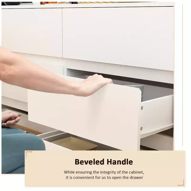 Desserte de buffet intelligente rotative/extensible avec 6 tiroirs, plan de travail étendu, tapis antidérapant, table à manger rotative, îlot de cuisine/garde-manger