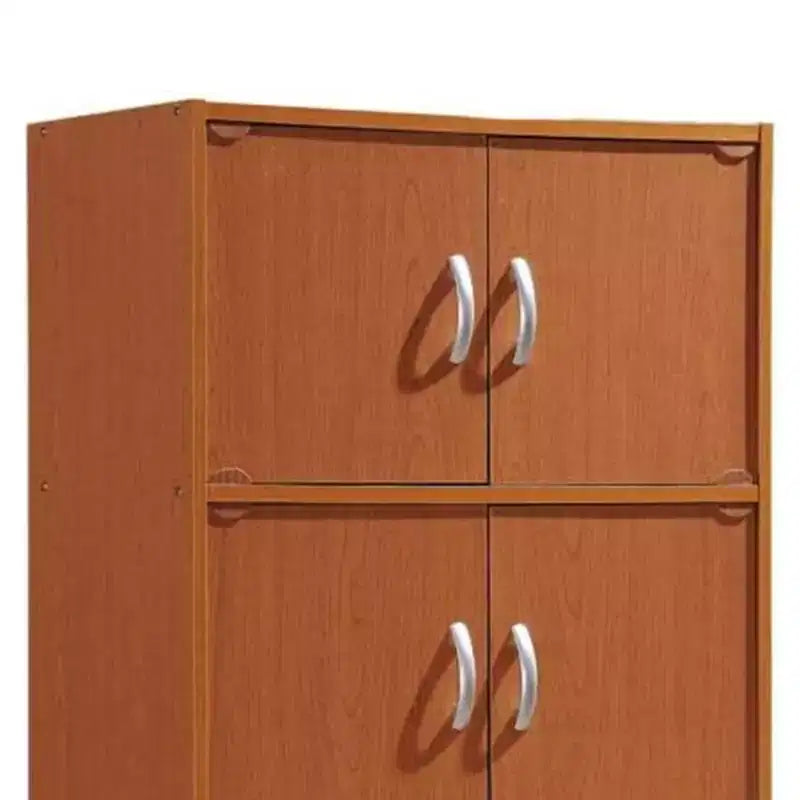 Hodedah HID44 Meuble de rangement multifonctionnel fermé à 8 portes pour la maison et le bureau, finition bois de hêtre