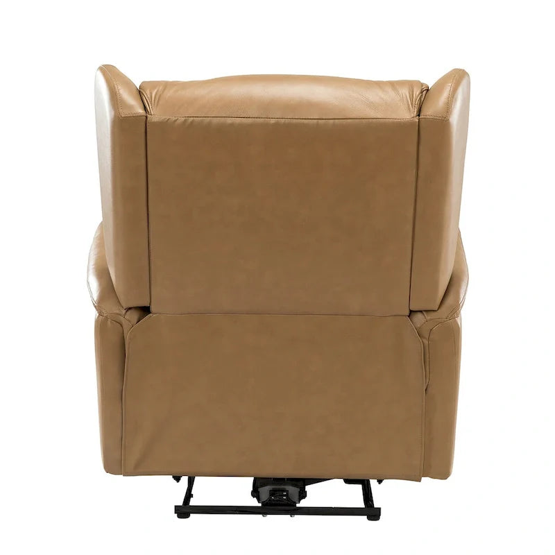 Fauteuil inclinable électrique en cuir véritable avec port USB – Dossier ailé et clous, lot de 2