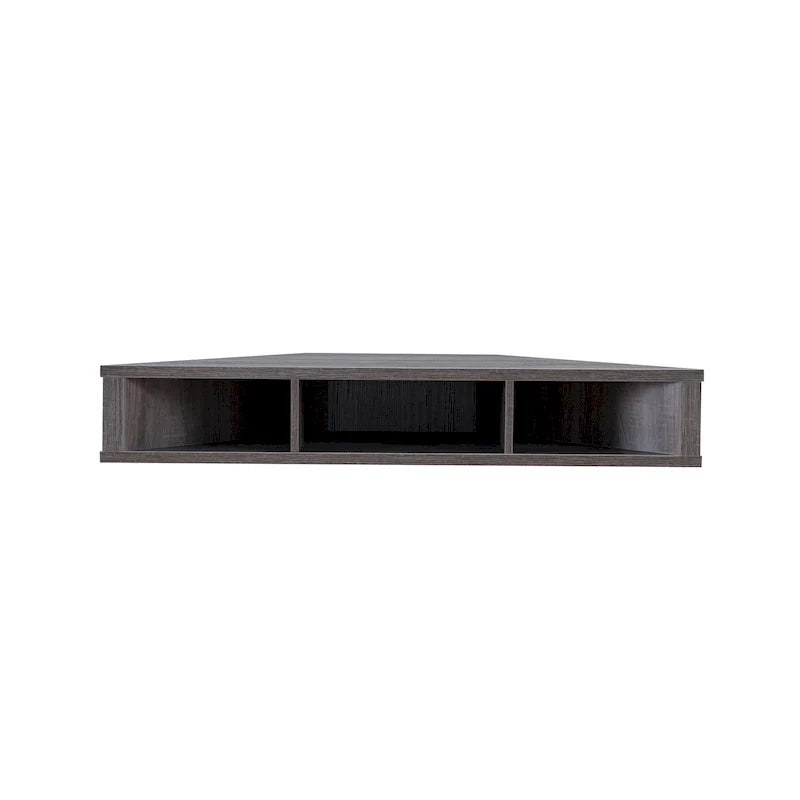 Meuble TV d'angle flottant 47", 3 étagères, style transitionnel, fixation murale peu encombrante