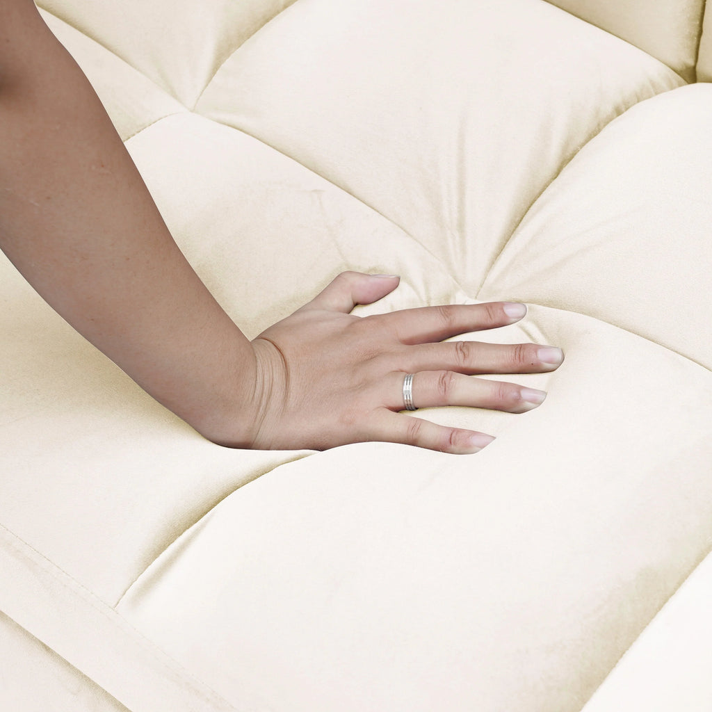 64,96 Canapé-lit convertible 3-en-1 en velours avec dossier réglable, poche de rangement et capacité de poids de 227 kg