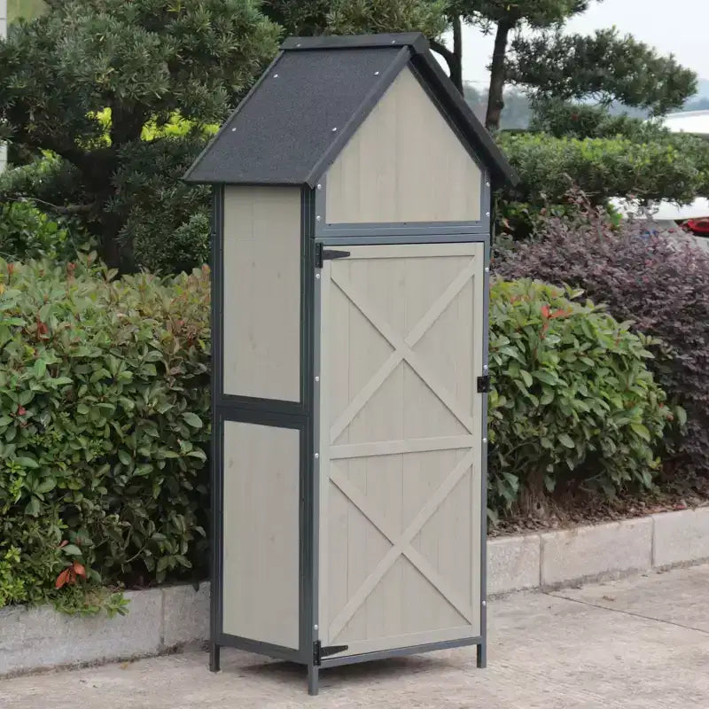 Abri de rangement d'extérieur avec plancher, abri de jardin haut de 68 po avec étagères réglables
