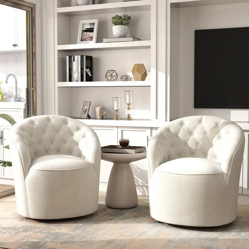 SEYNAR Fauteuil pivotant à 360 degrés en velours moderne avec dossier capitonné - Lot de 2
