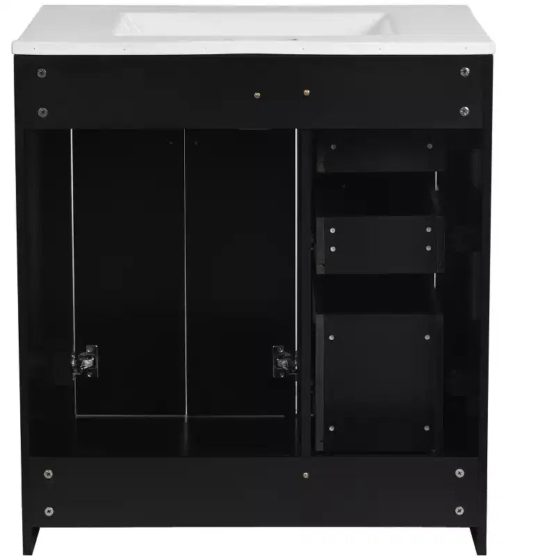 Meuble-lavabo simple de 76 cm avec armoire et 3 tiroirs – Noir / Bleu / Vert / Indigo / Blanc