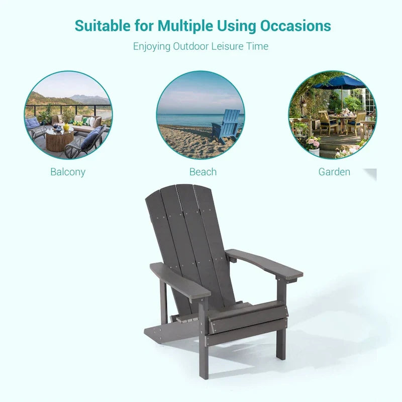 Chaises Adirondack d'extérieur en bois résistantes aux intempéries Bonosuki - Lot de 4