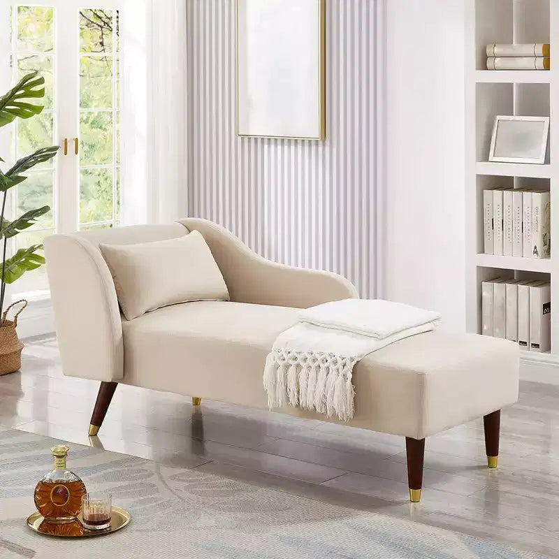 Chaise longue moderne en velours, chaise longue rembourrée avec accoudoir incurvé, canapé-lit de salon pour chambre, bureau, salon